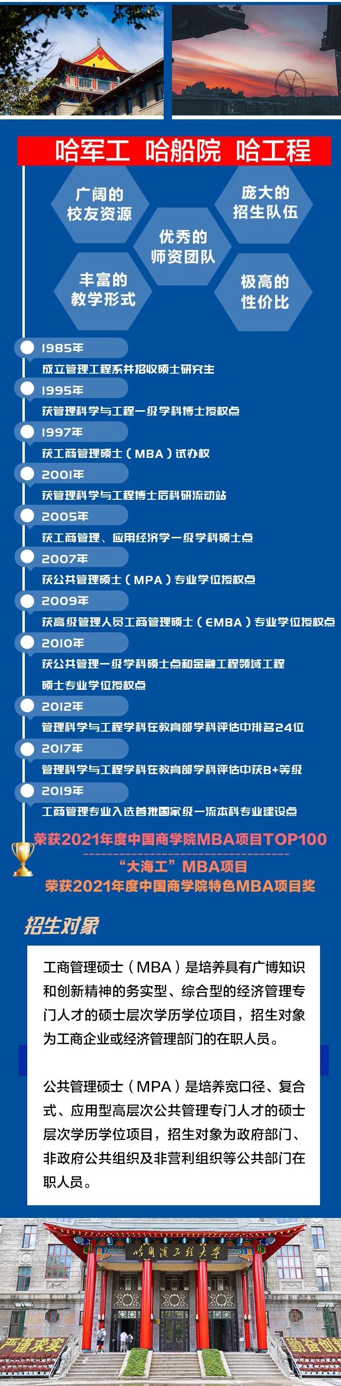 2023年哈尔滨工程大学专业学位（MBA、MPA）研究生招生简章