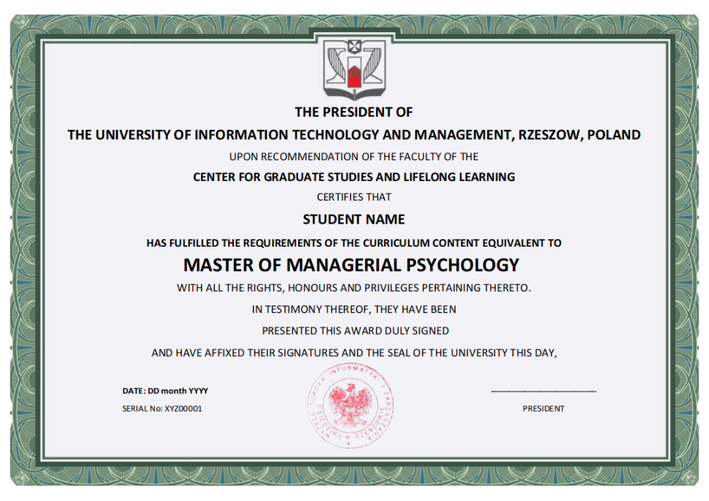 波兰热舒夫信息技术与管理大学管理心理学硕士（MMP)招生简章