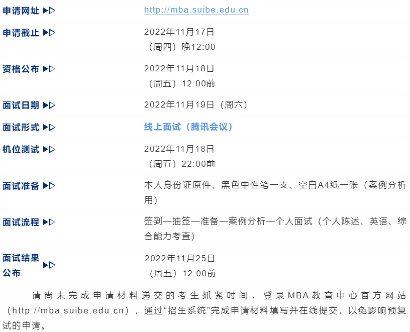 上海对外经贸大学2023级MBA最后批次预复试申请即将截止